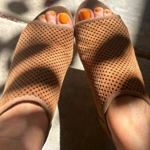 Beautiful suede, peek toe, perforated bootie